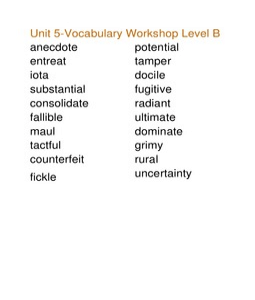 level workshop unit vocabulary word