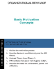 Basic Concepts of Motivation