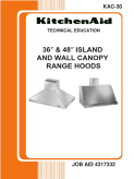 KitchenAid 36 & 48 inch Island and Wall Canopy Range Hoods KAC-30