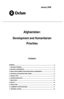 Afghanistan: Development and Humanitarian Priorities
