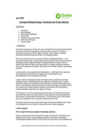 Oxfam International Position on Food Prices