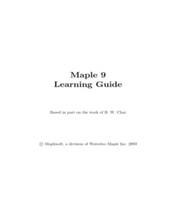 Maple Learning Guide Maplesoft