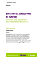 Investing in Agriculture in Burundi: Improving food security and conditions for women farmers